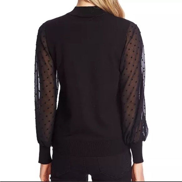 CECE Mockneck Contrast Sleeve Sweater Black Small - Picture 3 of 9